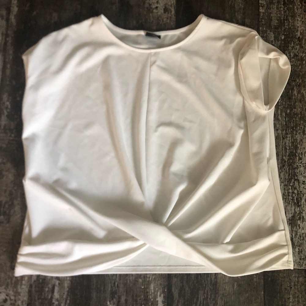 WORTHINGTON XXL CREAM WHITE TWISTED WAIST BLOUSE